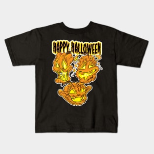 Halloween Pumpkins carved as Jack-O-Lanterns Kids T-Shirt